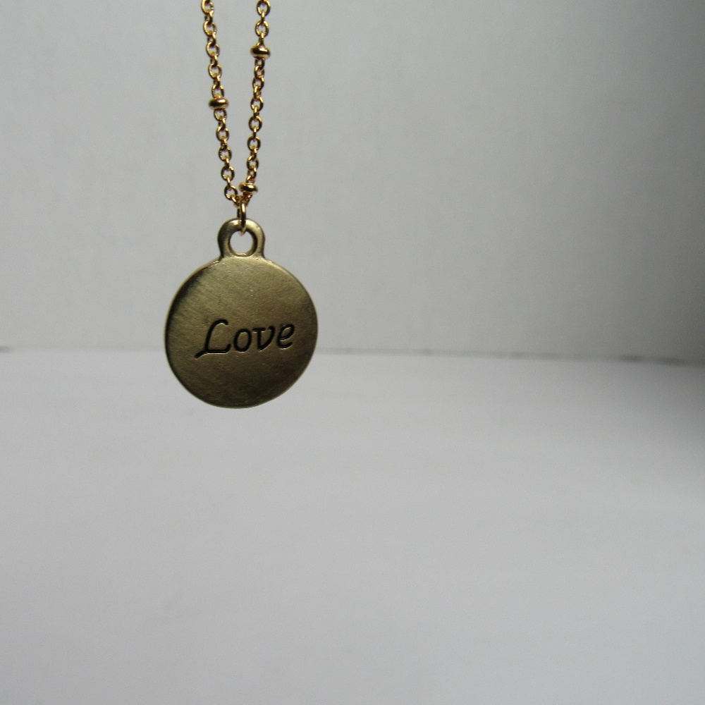 Love Gold Rhinestone Necklace - Picture 2 of 5